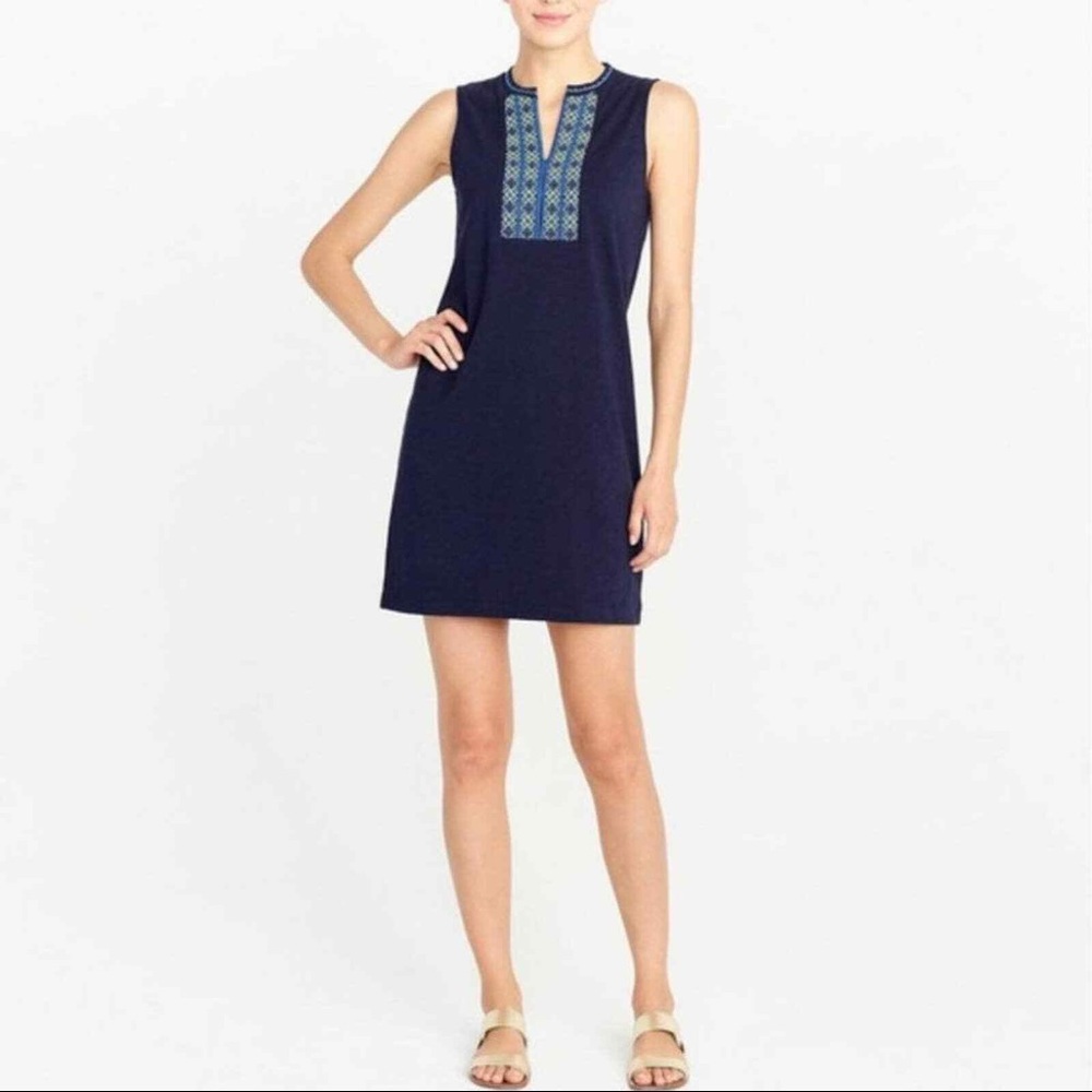 BOGO - J. Crew Split Neck Embroidered Tank Dress